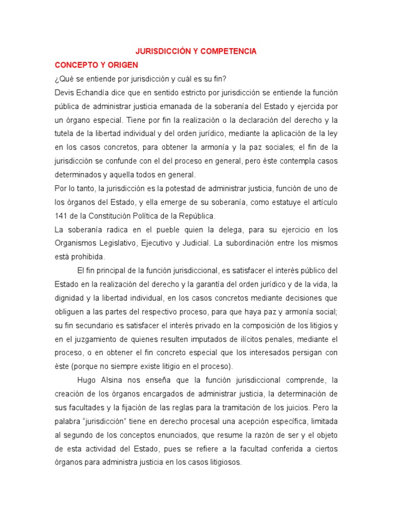 Jurisdicción y Competencia en el Derecho | PDF | Jurisdicción | Ley ...