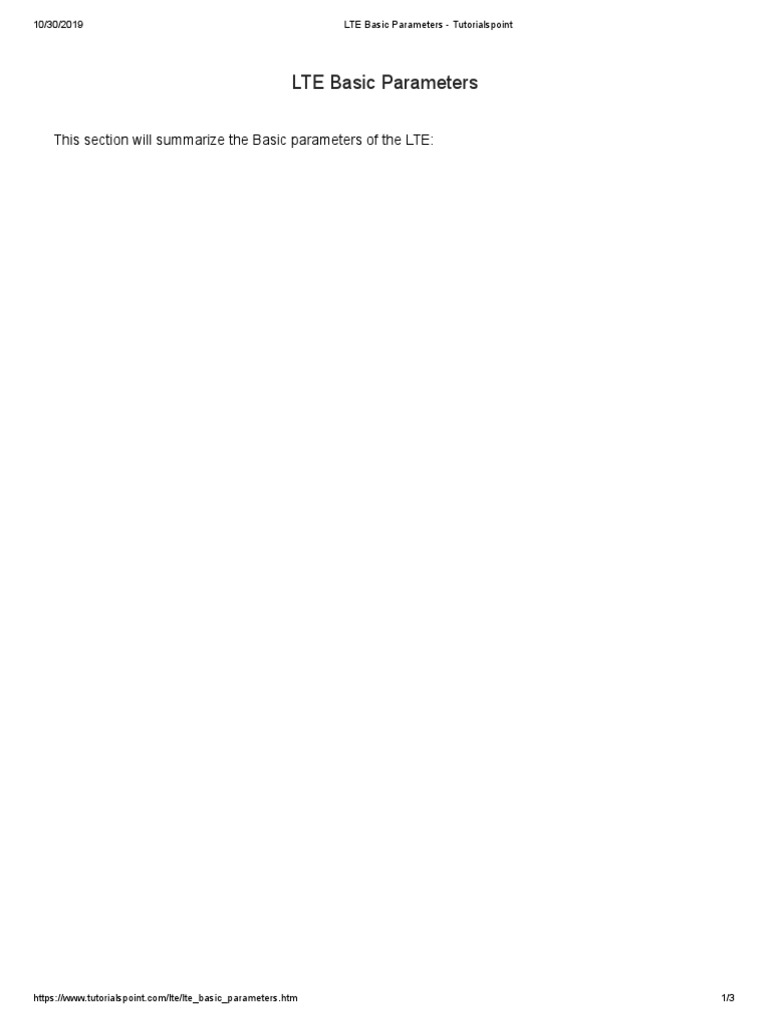 LTE Basic Parameters Overview | PDF | Computer Engineering | Wireless