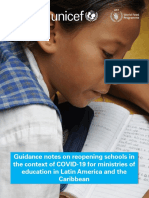 Guidance Notes On Reopening Schools in The Context of COVID-19 For Ministries of Education in Latin America and The Caribbean