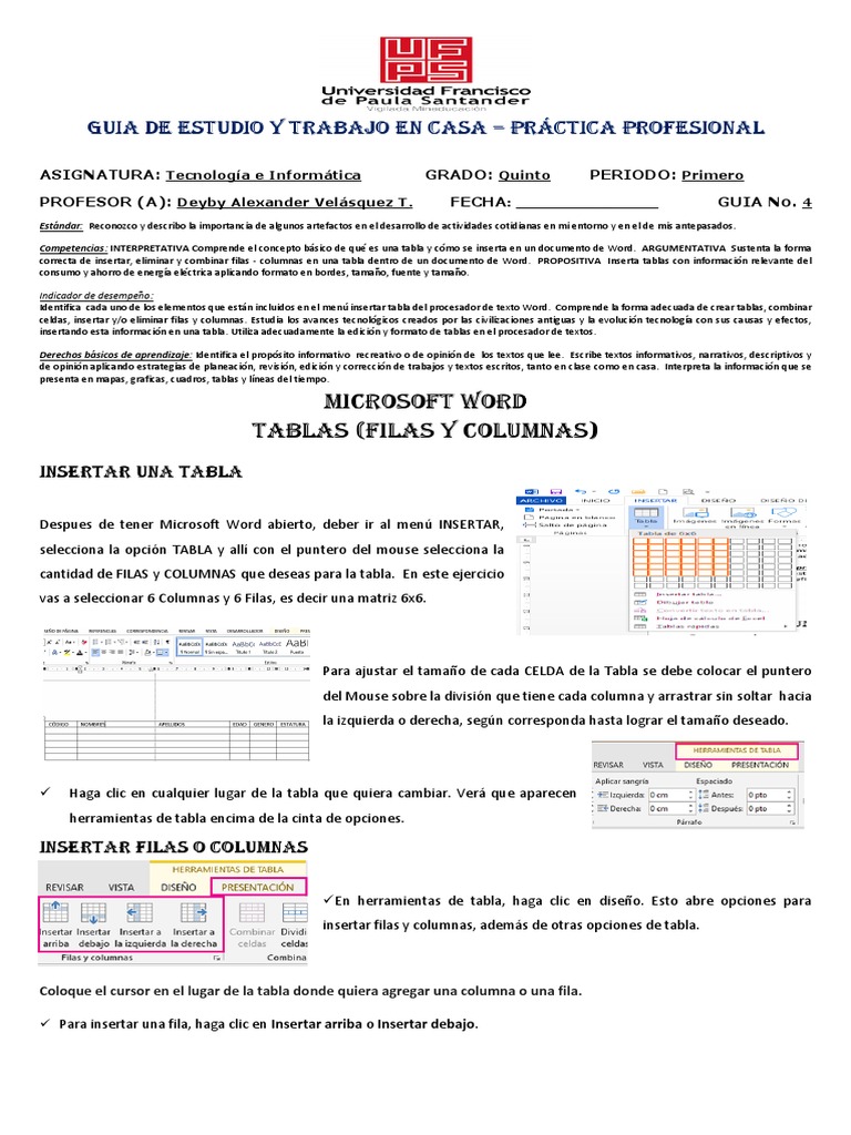 Guia 4 Tecnologia e Informatica Grado Quinto P1 | PDF | Microsoft Word ...