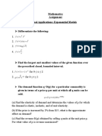 Mathematics Assignment Additional Applications Exponential Models