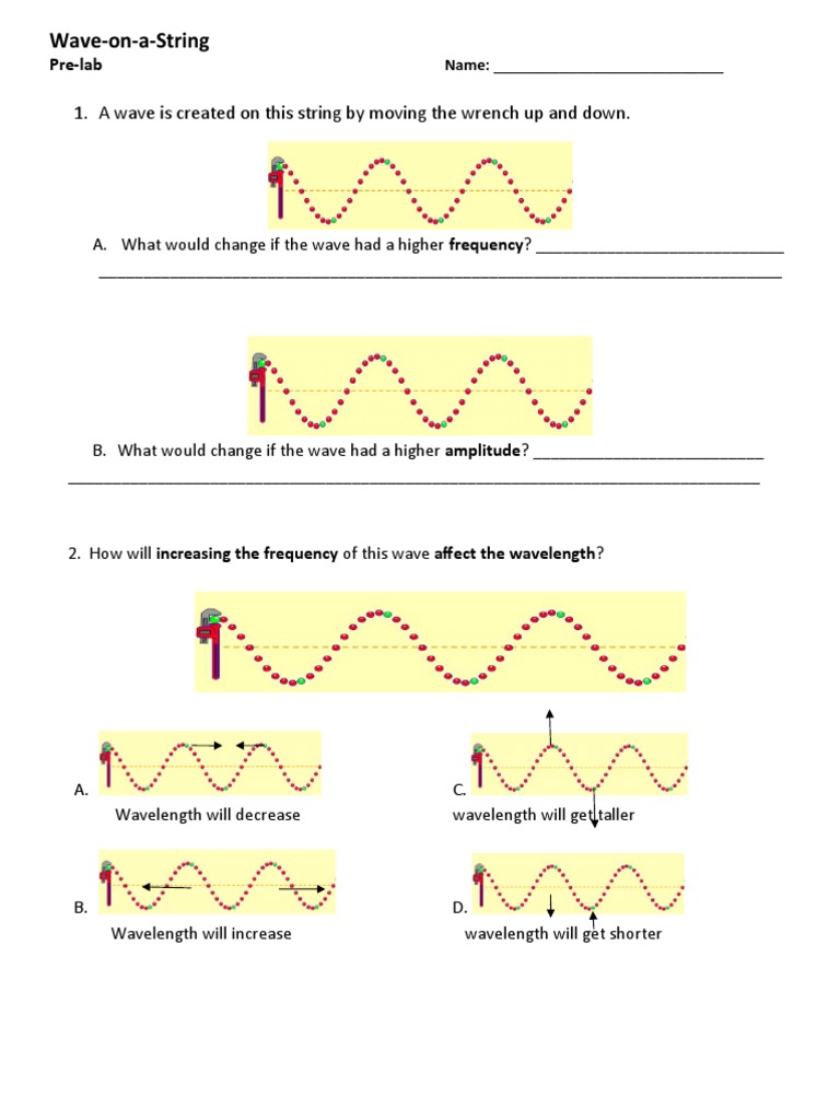 Wave On A String Phet Lab PDF Wavelength Amplitude
