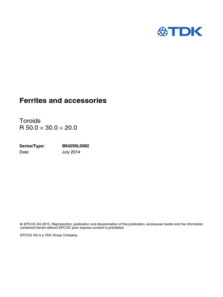 Ferrites and Accessories Data Sheet Data Sheet PDF Inductor
