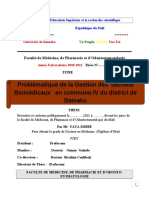 Problématique de La Gestion Des Déchets Biomédicaux en Commune IV Du District de Bamako