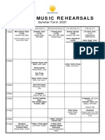 Rehearsal Schedule Summer Timetable 2021
