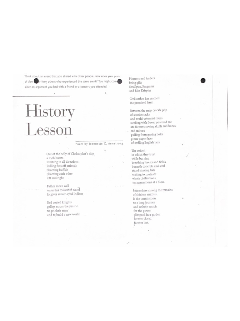 History Lesson Poem PDF