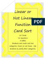 Linear or Not Linear Function Card Sort