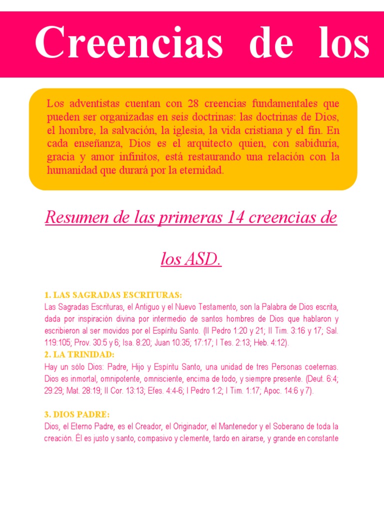 Creencias Fundamentales de los Adventistas | PDF | Cristo (título ...