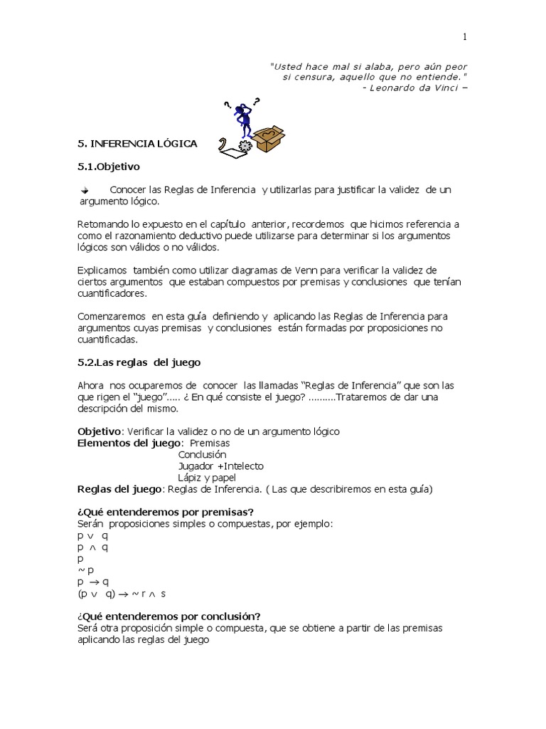 La inferencia lógica y las reglas del razonamiento deductivo | PDF ...