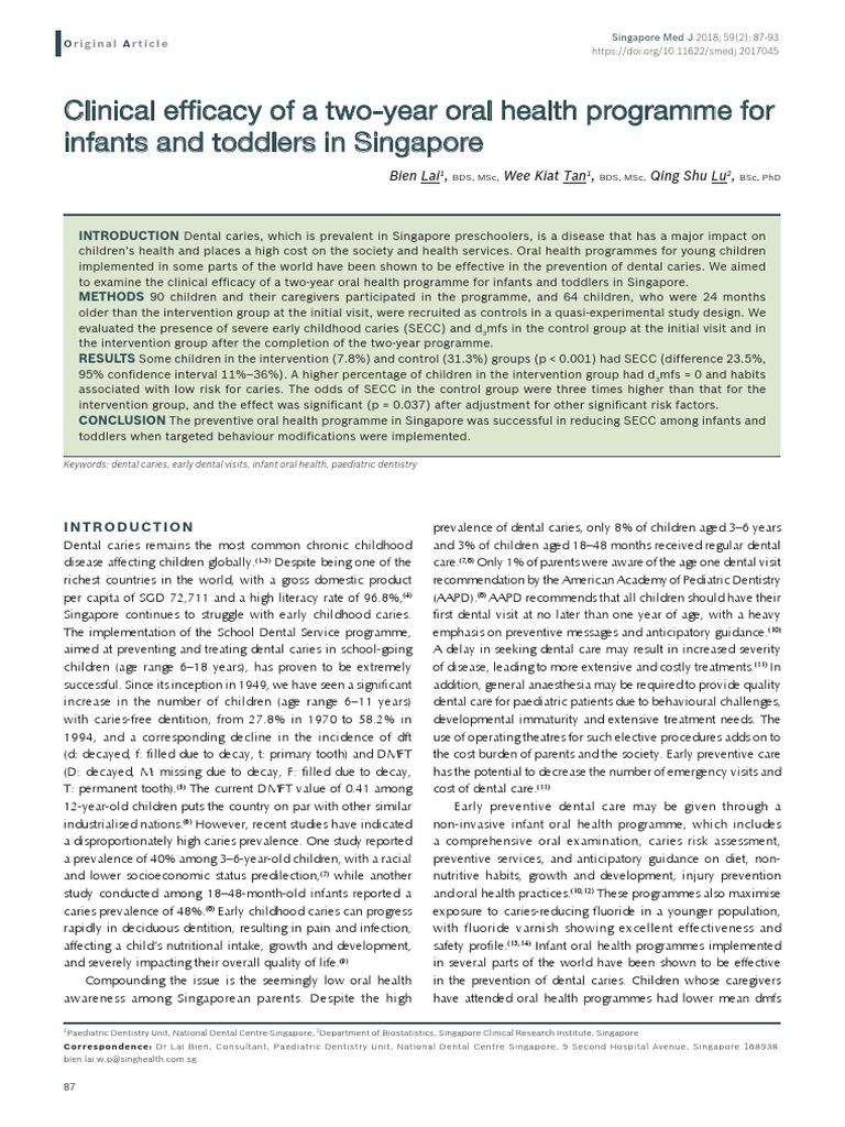Clinical Efficacy of A Two-Year Oral Health Programme For | PDF ...