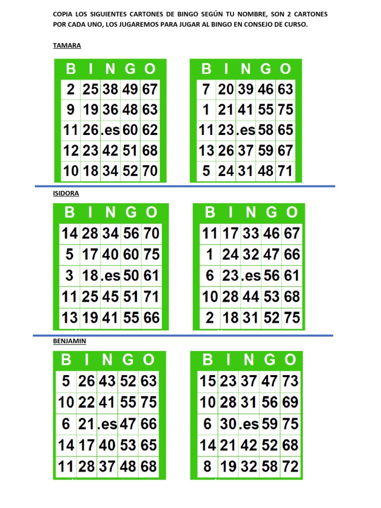 Guía de Juego de Cartones de Bingo