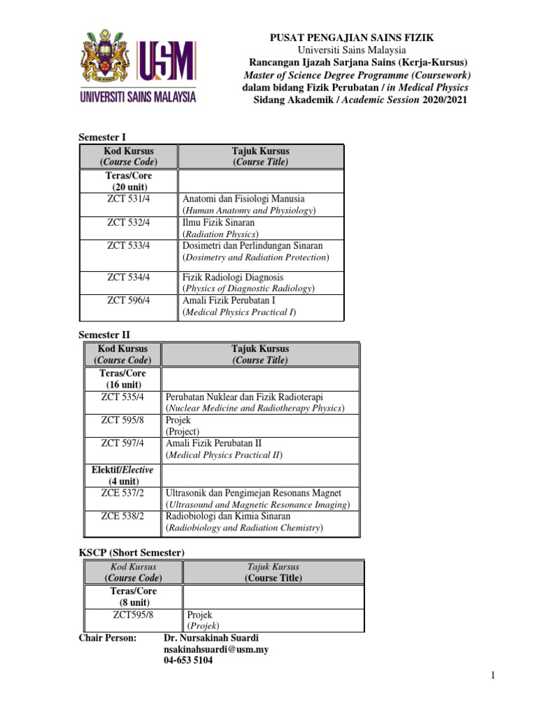 Master’s in Medical Physics Courses USM | PDF | Medical Physics | Radiology