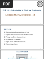 ELL 100 Introduction To Electrical Engineering: Ecture Ransformers