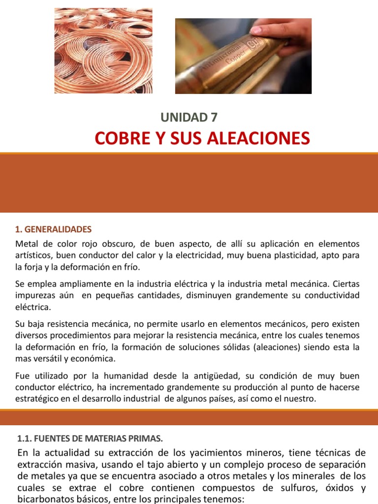 Propiedades y aleaciones del cobre | PDF | Latón | Cobre