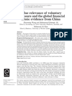 Value Relevance of Voluntary Disclosure and The Global Financial Crisis: Evidence From China