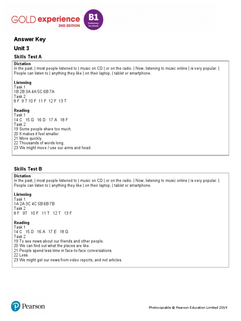 Answer Key Unit 3: Skills Test A | PDF