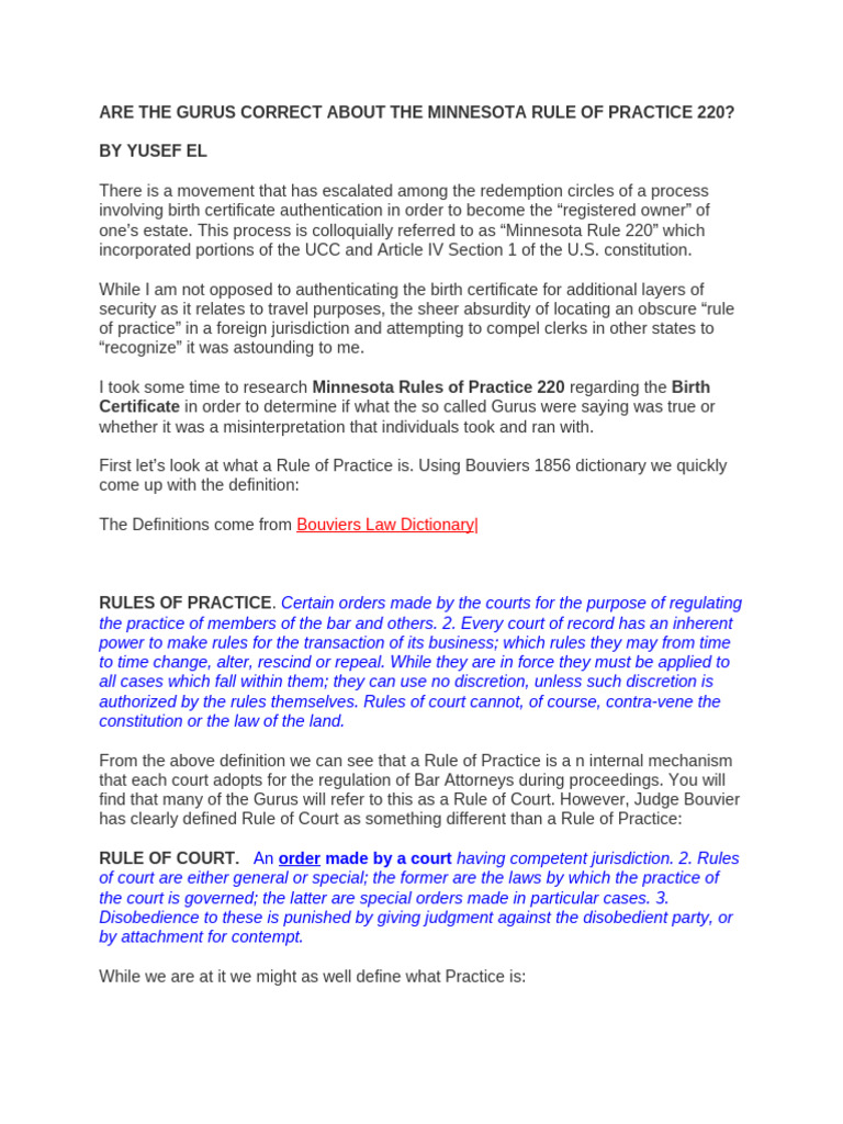 Clarifying Minnesota Rule 220 on Birth Certificates | PDF | Affidavit ...