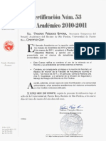 Certificaciones Núms. 53, Año 2010-2011, del Senado Académico del Recinto de Río Piedras sobre los incidentes violentos ocurridos el lunes, 7 de marzo de 2011 en la Escuela de Arquitectura.