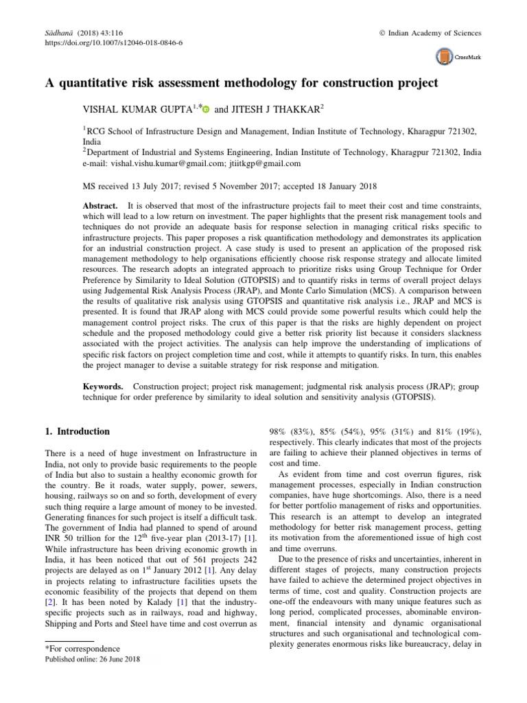 Quantitative Risk Methodology for Construction | PDF | Risk | Risk ...