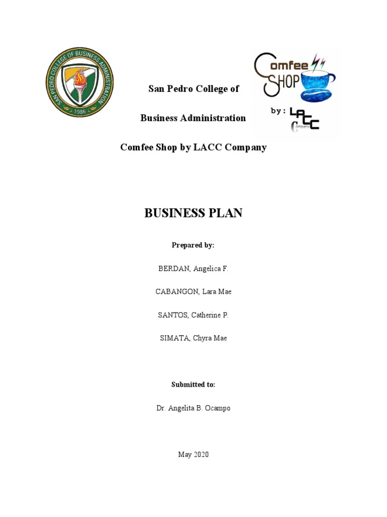 Comfee Shop Business Plan PDF Renting Coffee