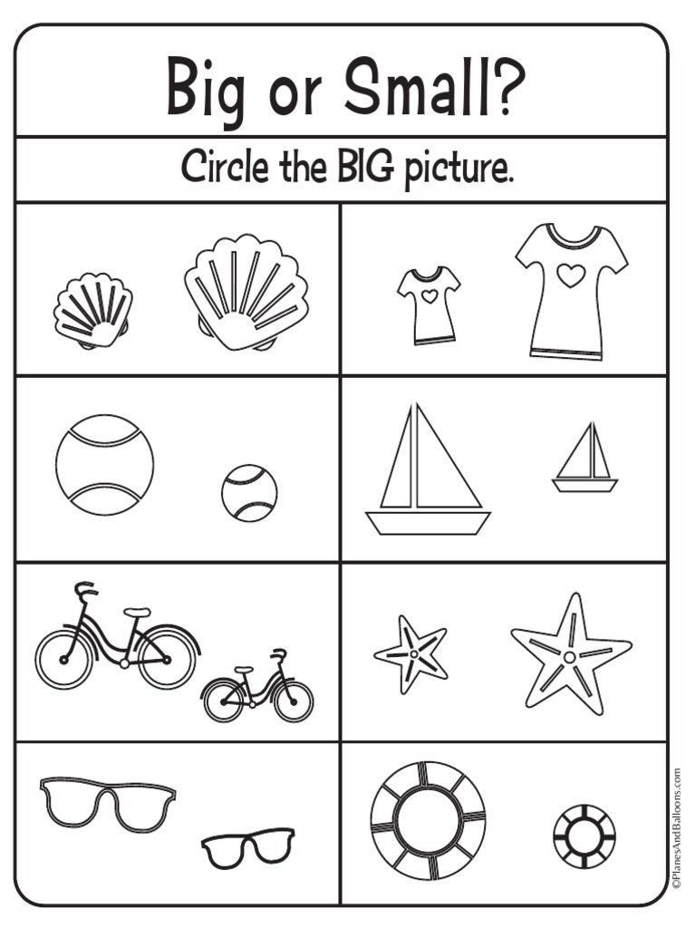 Big and Small Worksheets