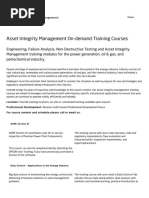 Asset Integrity Management On-Demand Training Courses