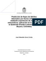 Predicción de Flujos de Detritos Detonados Por Lluvias Extremas Mediante Exportación de Modelos Estocásticos