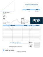 Custom T Shirt Invoice Template with Shipping