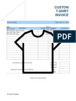Custom T Shirt Invoice Template With Shipping