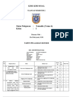 Kisi - Kisi Soal Tema 6 Kelas 1