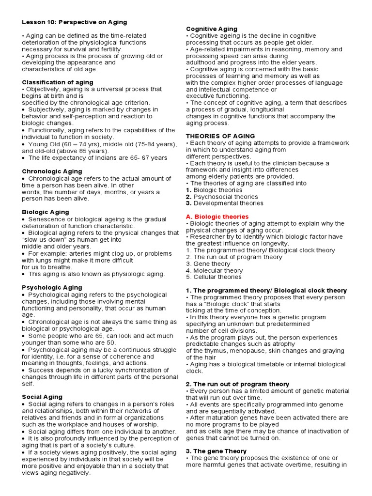 Theories of Aging in Nursing Care | PDF | Gerontological Nursing | Ageing