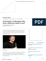 Zuckerberg's 1% Mortgage - Why Does A Billionaire Need A Loan
