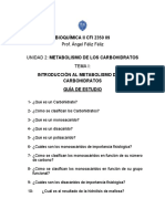 Guía de Estudio Del Tema 1 - Metabolismo de Los Los Carbohidratos. Unidad 2