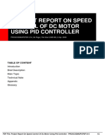 Project Report On Speed Control of DC Motor Using Pid Controller
