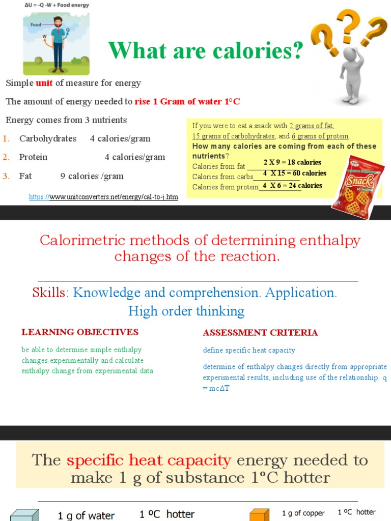 What Are Calories?: Unit Rise 1 Gram of Water 1°C | PDF | Calorie ...