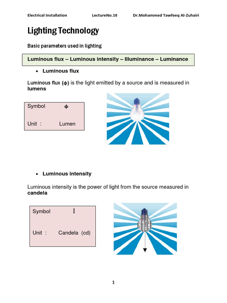 Lighting Technology: Basic Parameters Used in Lighting | PDF