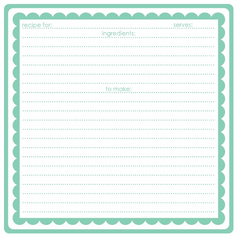 Recipe Card - Blue | PDF