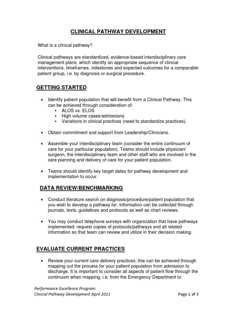 A Step-by-Step Guide to Developing Standardized Clinical Pathways to ...
