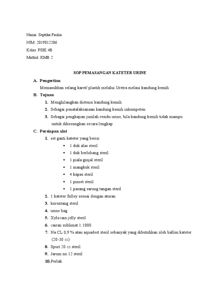 Cara Spooling Kateter Urine | PDF