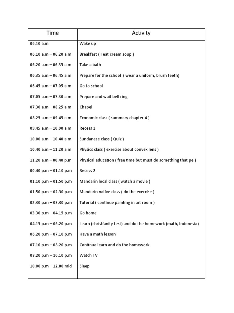 Time Table 2 | PDF | Language Arts & Discipline