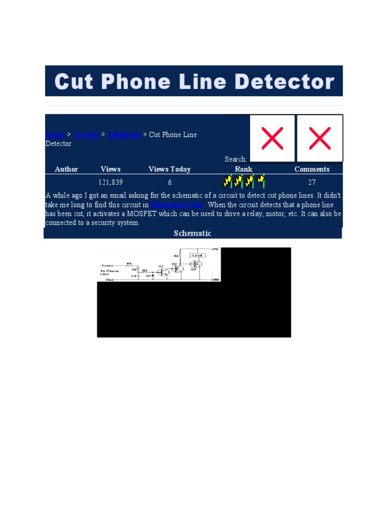 Cut Phone Line Detection Circuit | PDF