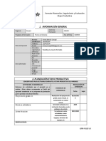 Información General: Formato Planeación, Seguimiento y Evaluación Etapa Productiva