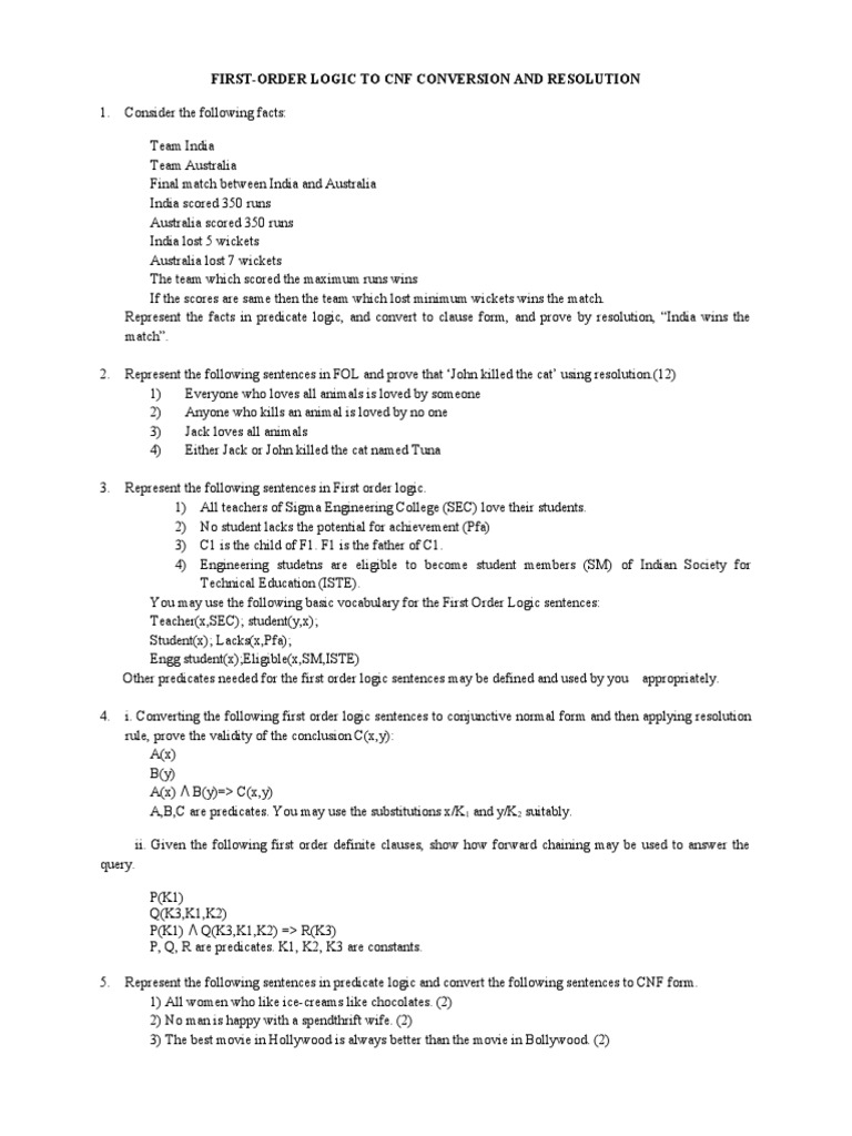 AI Resolution Problems | Download Free PDF | Logic | Mathematical Logic