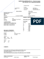 INSPECTION CERTIFICATE FOR CHEMICAL AND MECHANICAL ANALYSIS