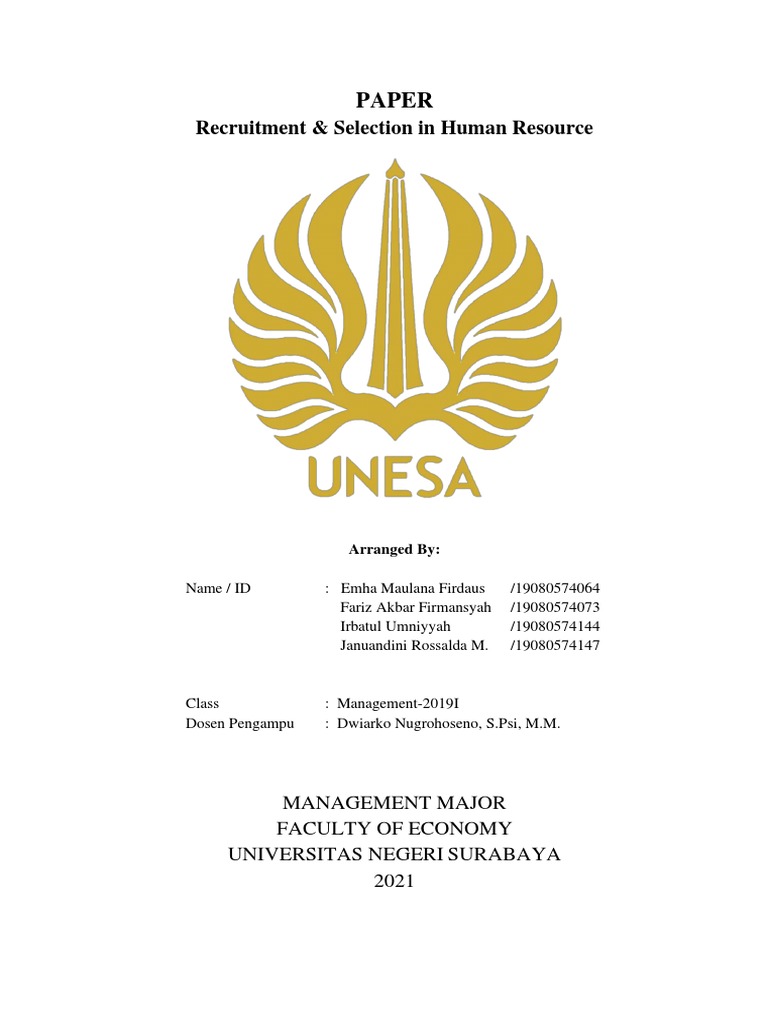 Paper 'Recruitment and Selection in Human Resource' | PDF | Recruitment ...