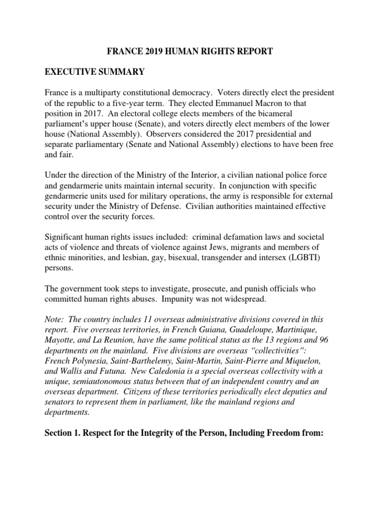France 2019 Human Rights Overview | PDF | Asylum Seeker | Remand ...