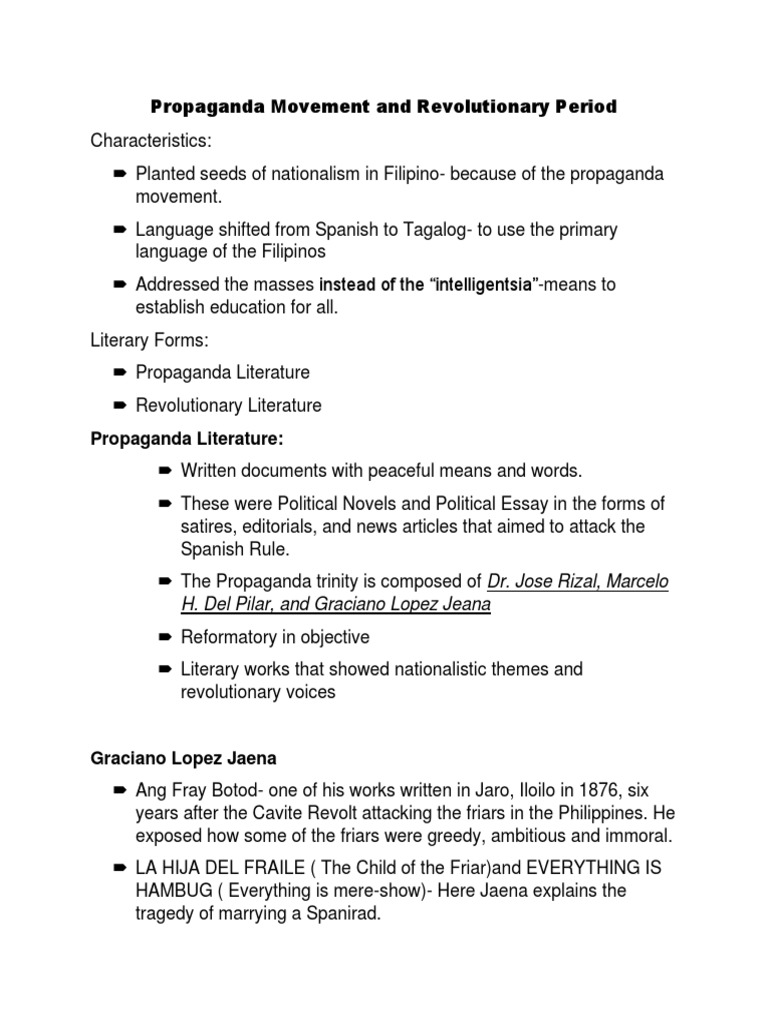 Propaganda Movement and Revolutionary Period. Group 3 | PDF | Philippines