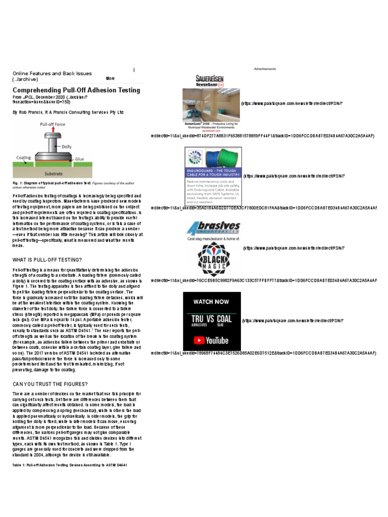 Pull-Off Adhesion Testing | PDF | Epoxy | Adhesion