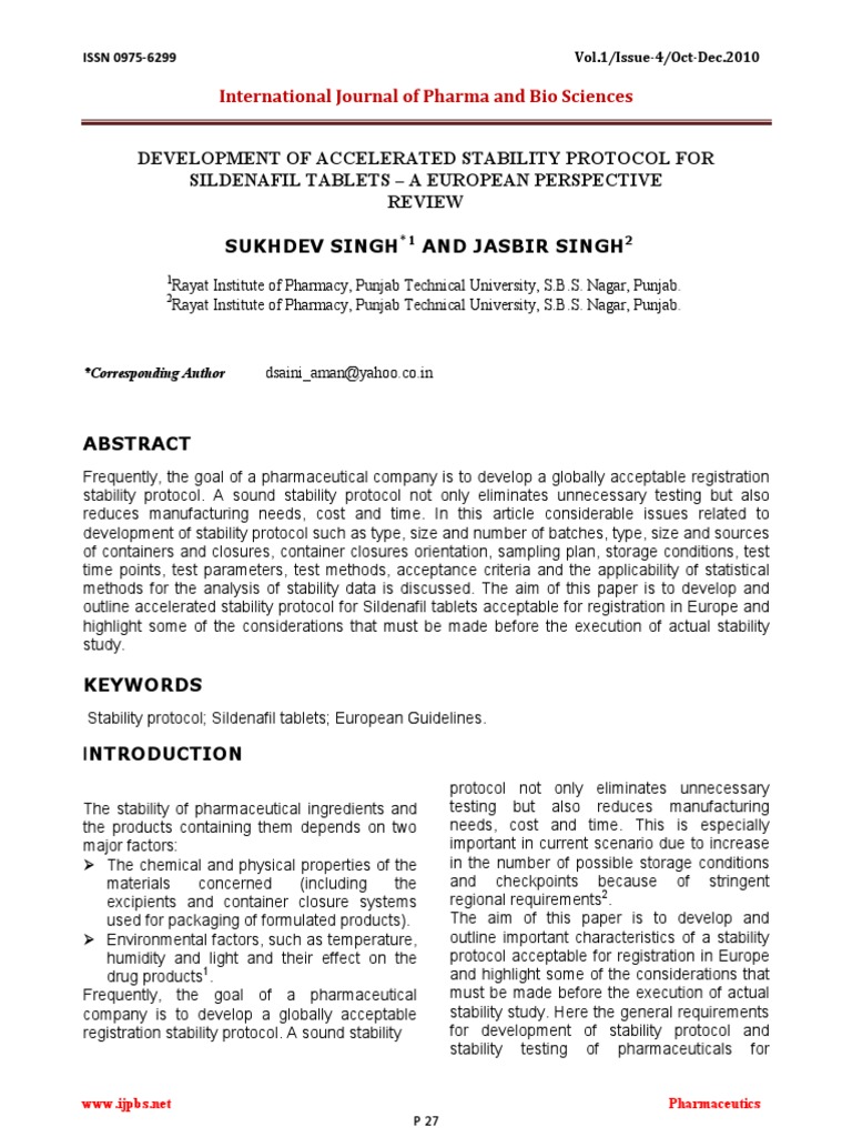 European Stability Protocol Guide | PDF | Assay | Analysis Of Variance