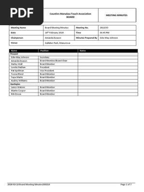 2020-02-10 Board Meeting Minutes